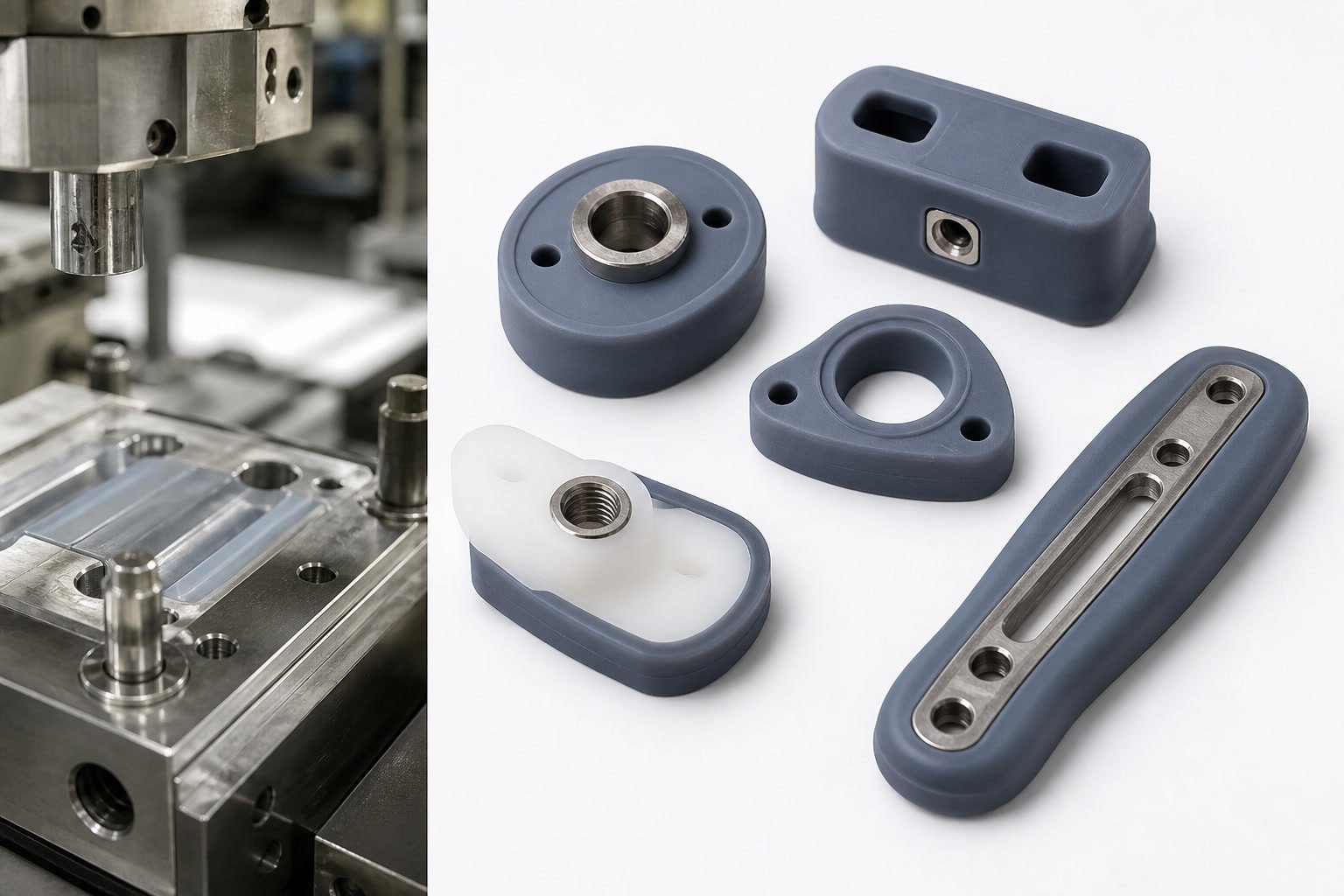 Insert molding silicone components